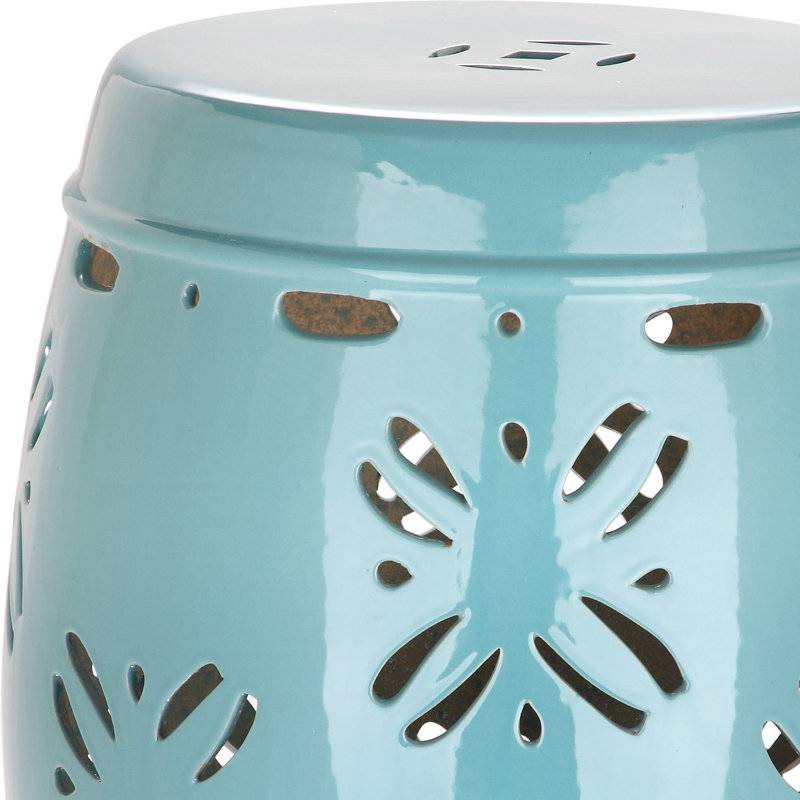 Tabouret de jardin en céramique Apsara, Bleu pâle