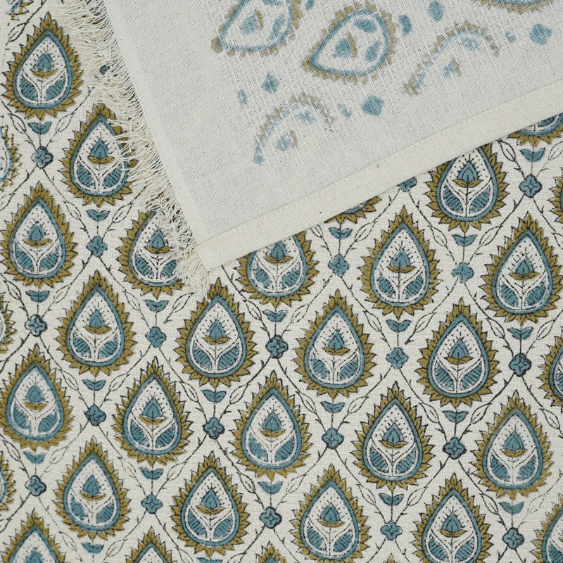 Cotton Waffle Hand Towels Floral Hand Block Print 17X32 Soft, Absorbent, and Handcrafted to Perfection( Pan Patti, Gray)