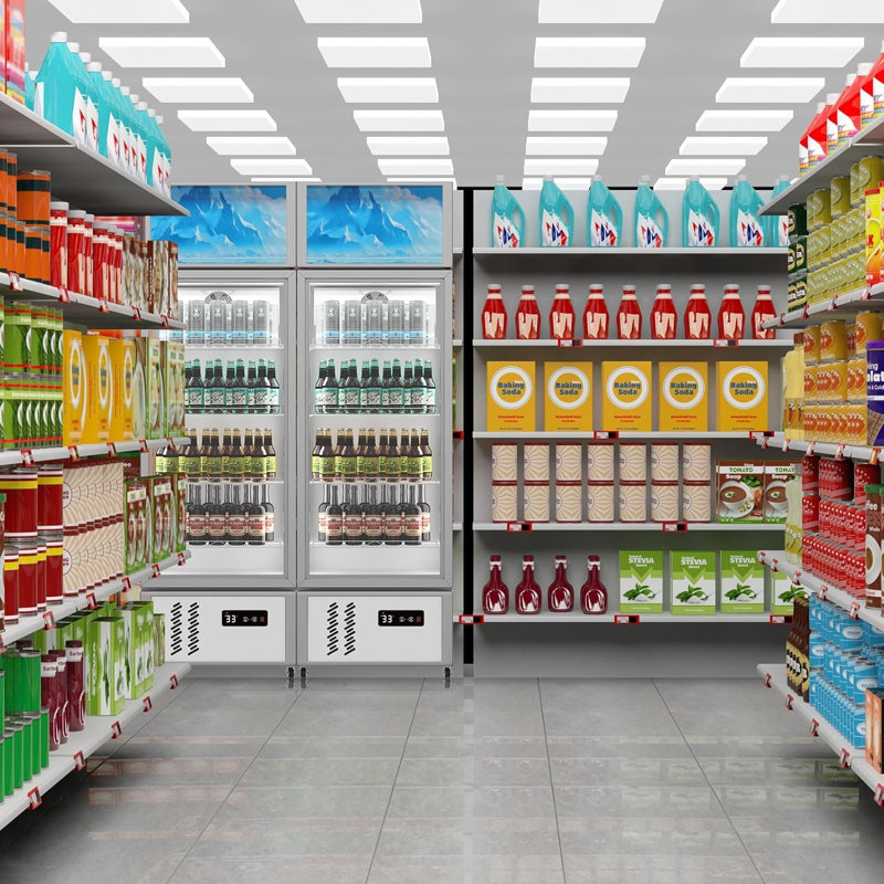 10.5 Cu Ft Commercial Beverage Display Fridge, Glass Door Cooler with LED Panel