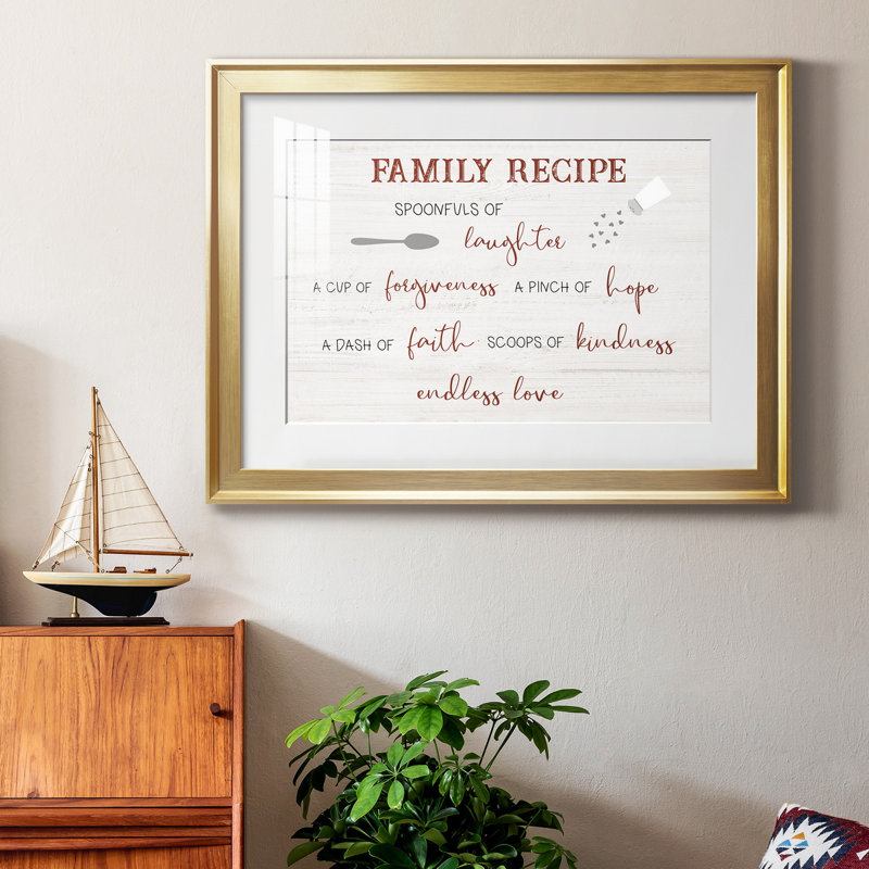 «Endless Love Family Recipe», reproduction encadrée de qualité supérieure - prête à être accrochée, Cadre doré