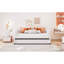 Lit de jour simple beige avec couchette de rangement extensible portative ergonomique et empilable