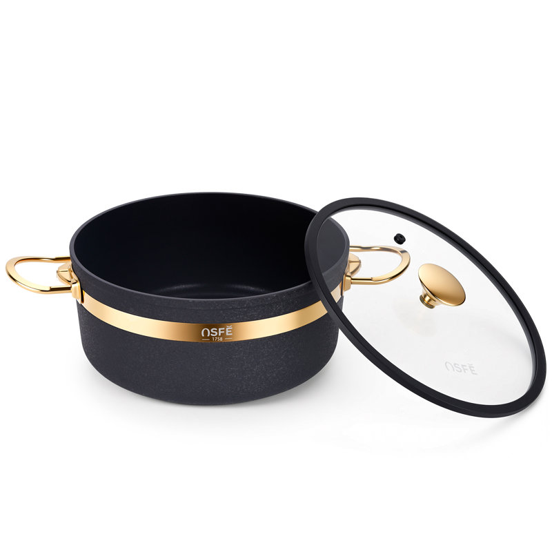 Caannasweis 7 Pieces Granite Nonstick Cookware Sets, Black