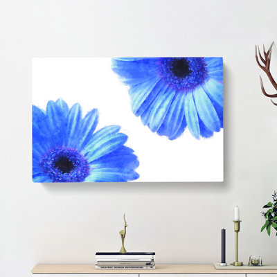 Two Blue Flowers - Wrapped Canvas Painting
