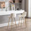 Lot de 2 tabourets de bar de 76 cm (30 pouces), tabouret de comptoir en velours crème, pieds dorés, repose-pieds, rembourrage en mousse, deux chaises longues en tissu, pieds et