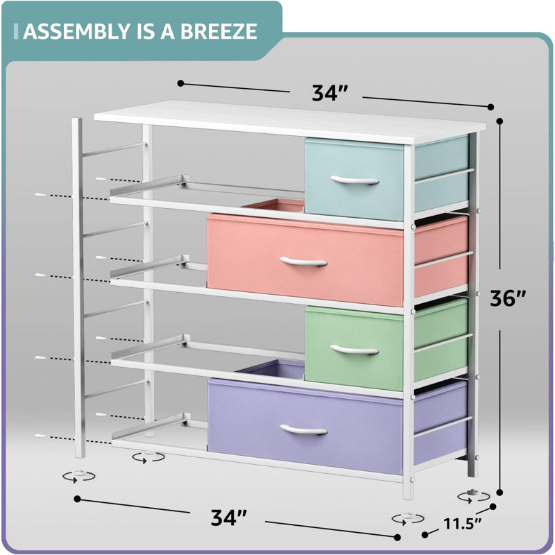 Commode 8 tiroirs - Bleu sarcelle, Pastel