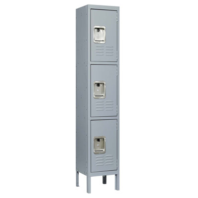 12 In. W X 65.9 In. H X 12 In. D Metal Storage Locker, Freestanding Cabinet With 3-door In Gray -  GangMei, SL3G-305