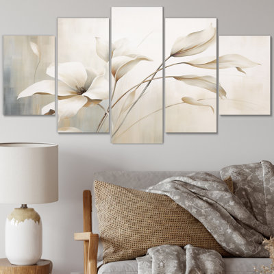 White Botanical Elegance III - Abstract Botanicals Metal Wall Decor Set