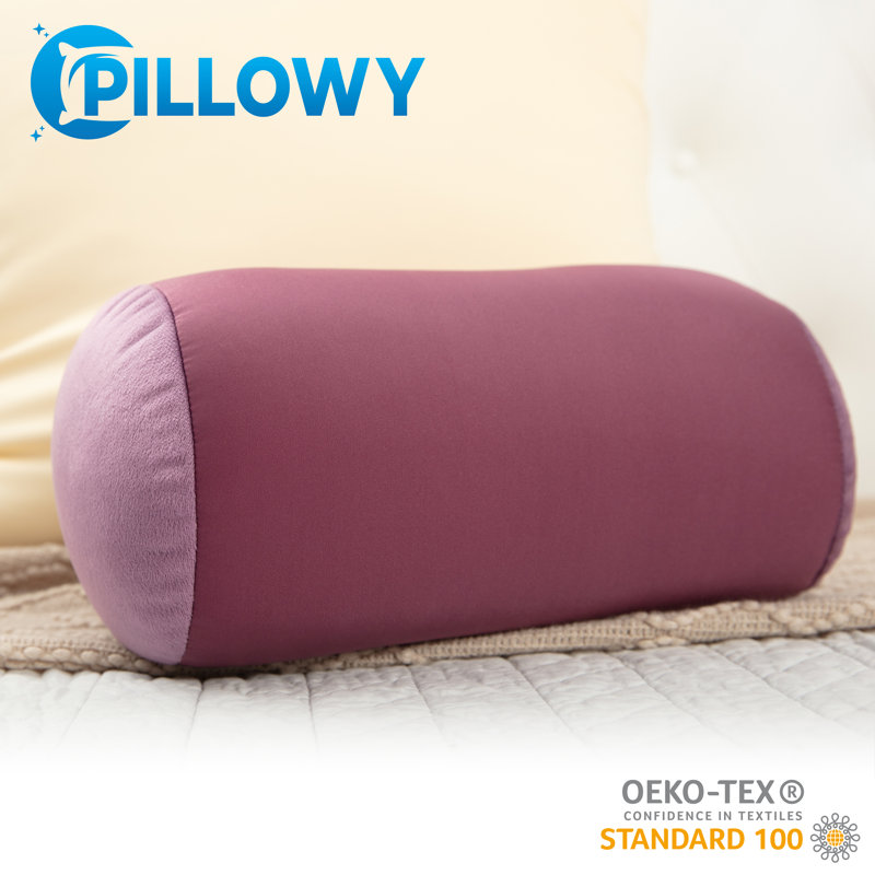 Microbead Bolster Neck Roll Pillow, Burgundy - Merlot