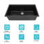 Station de travail en évier de cuisine encastré en composite de granite 30 po x l 19 po à simple cuve en quartz-104924648