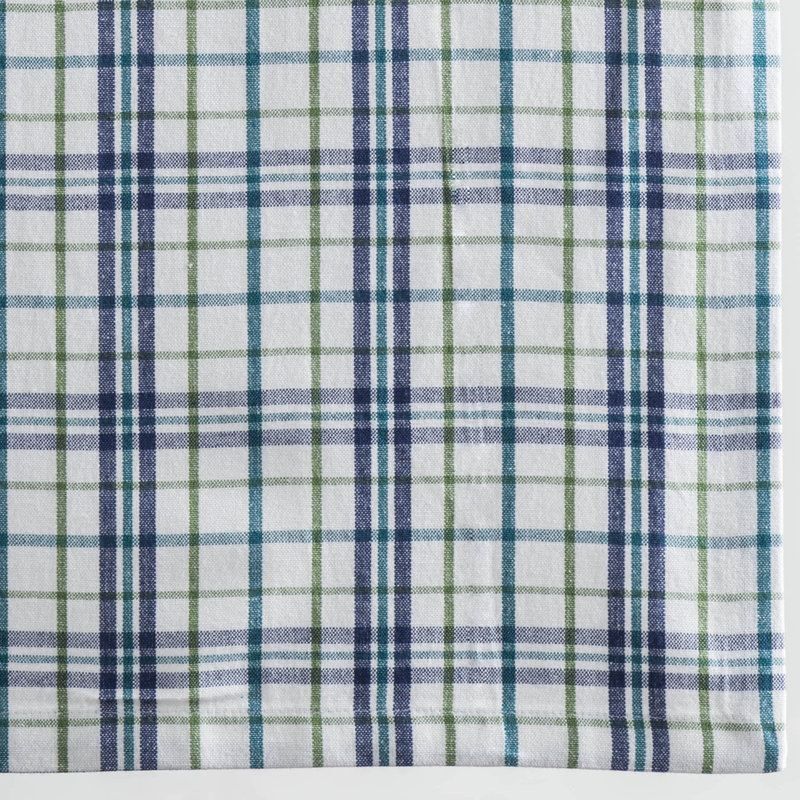 Checkered 100% Cotton Table Runner, Ocean Depths