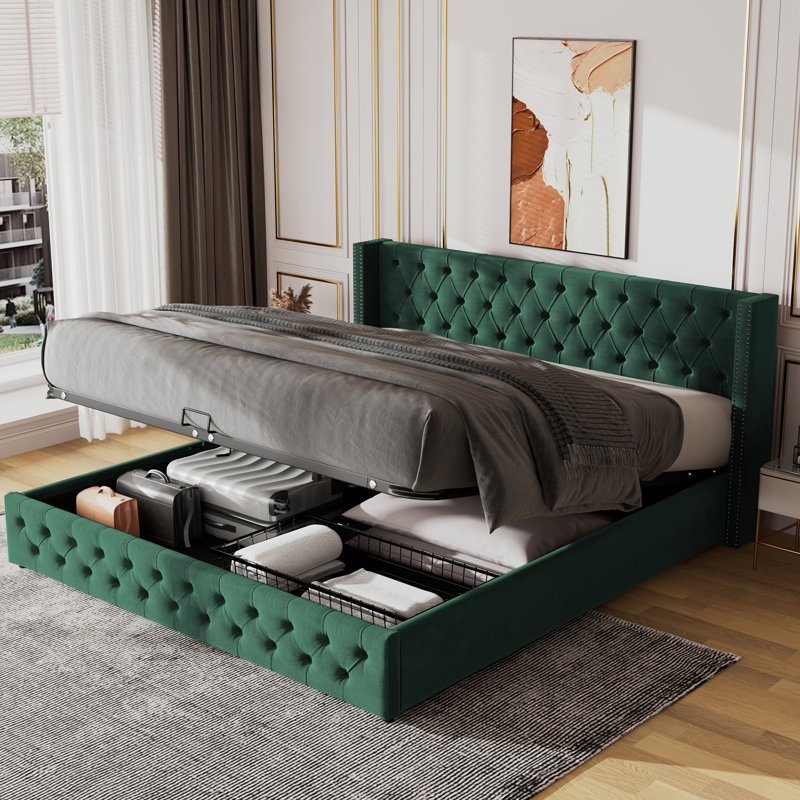 Solid Wood Bed, 137 x 199cm, Turquoise