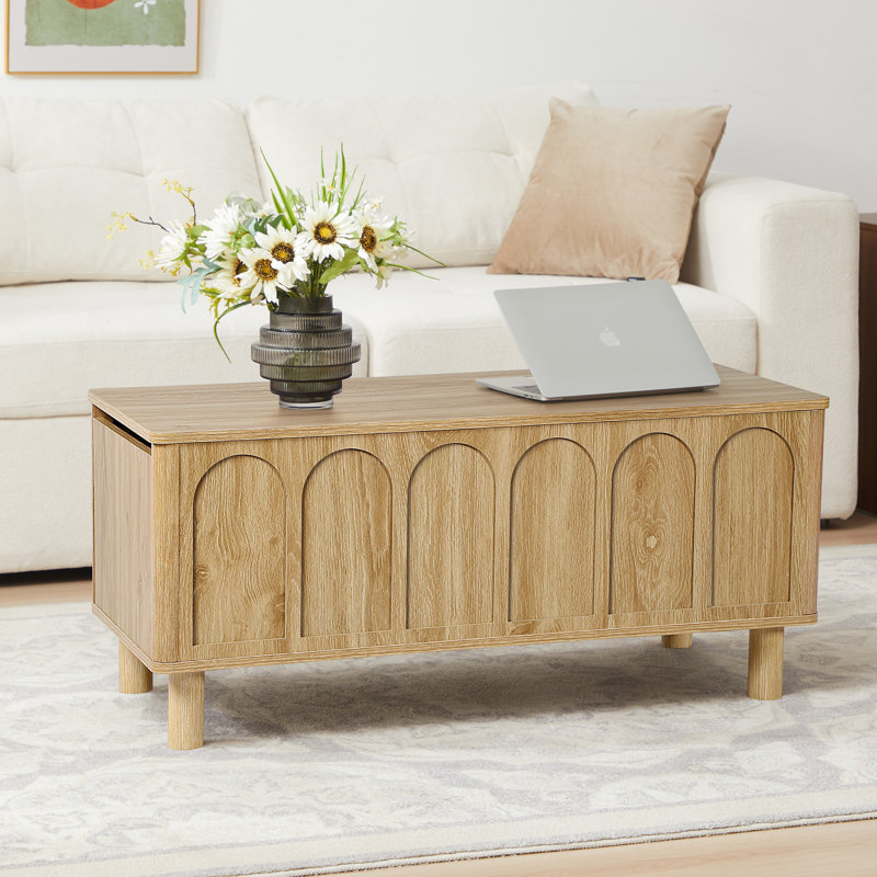 Table basse à plateau relevable l 39,37 po avec rangement, Naturel