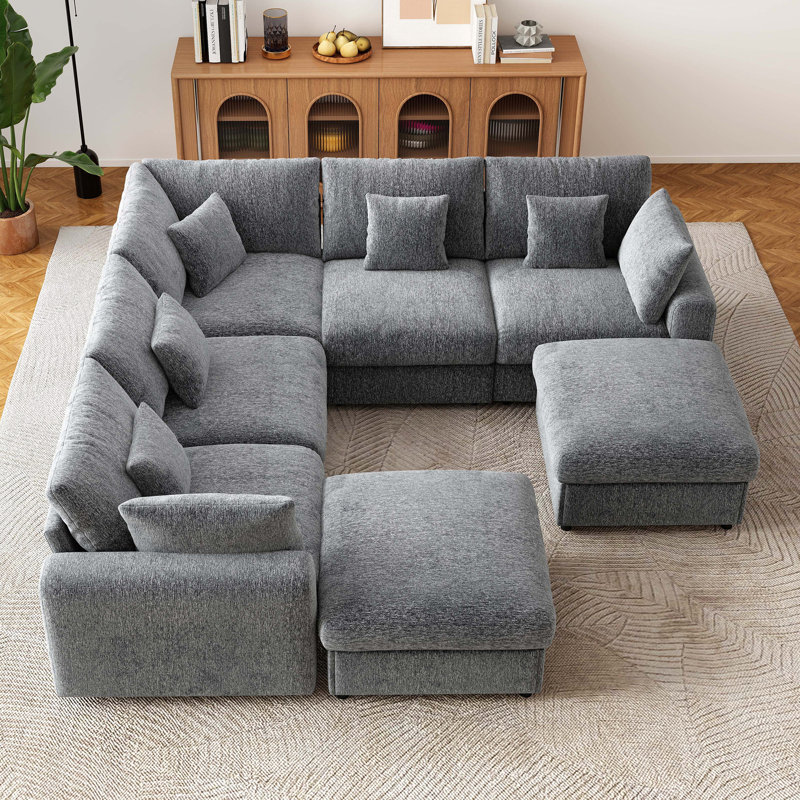 Canapé modulaire 107 po 5 places, Grey Chenille