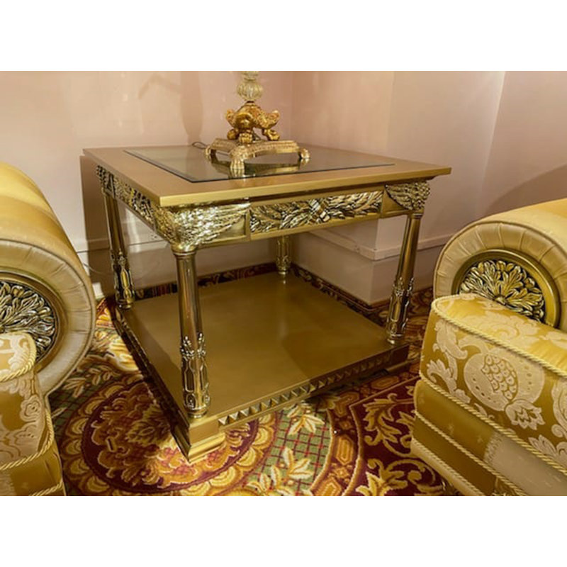 Glass Pedestal End Table
