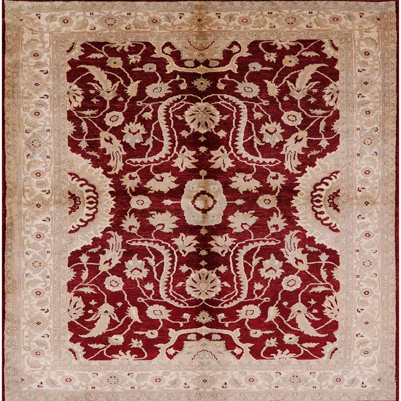 Tapis beige / rouge Moa, Carré 4 pi