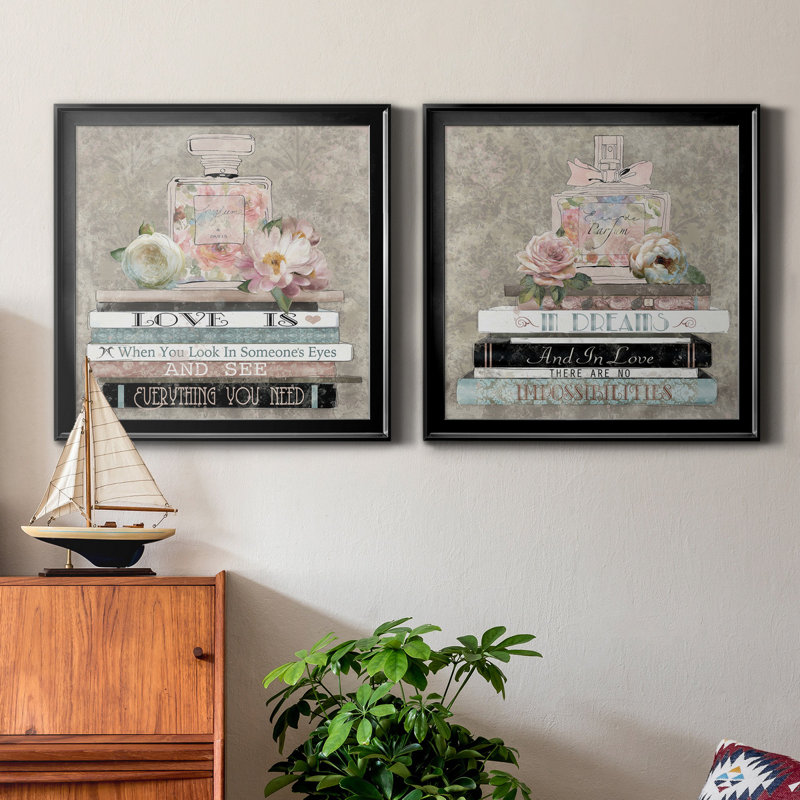 «Perfume Love», ensemble de 2 peintures sur toile encadrées, H 17,5 po x l 35 po x P 1,5 po, Noir