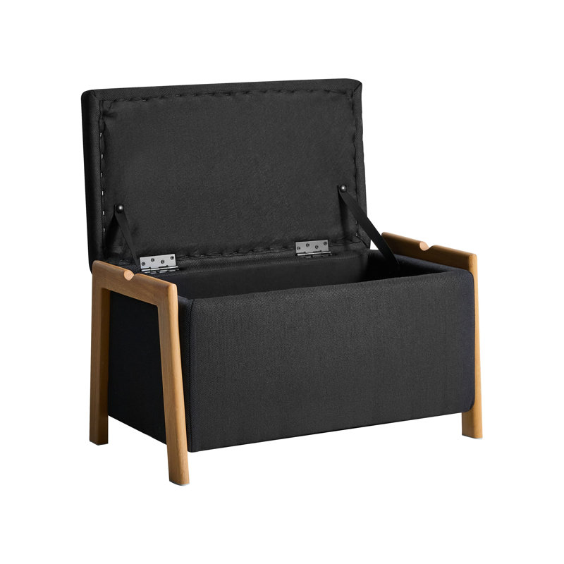 EDLAND Upholstered Storage Bench, Black