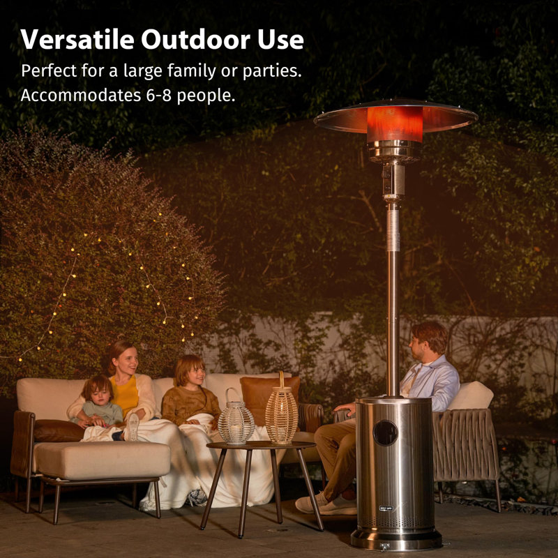 Stainless Steel 50,000 BTU Propane Patio Heater with Round Table Design