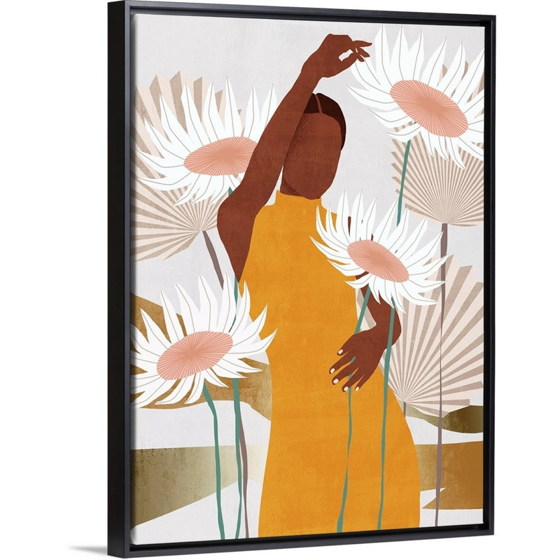 «Sun Kissed Woman II» par Melissa Wang - reproduction d'art, H 42 po x l 32 po x P 1,75 po, Toile avec cadre noir