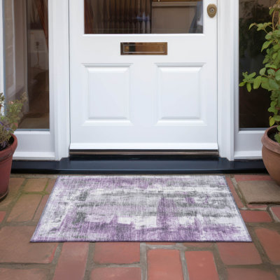 Tapis mauve lavable à la machine intérieur / extérieur Xhevrie
