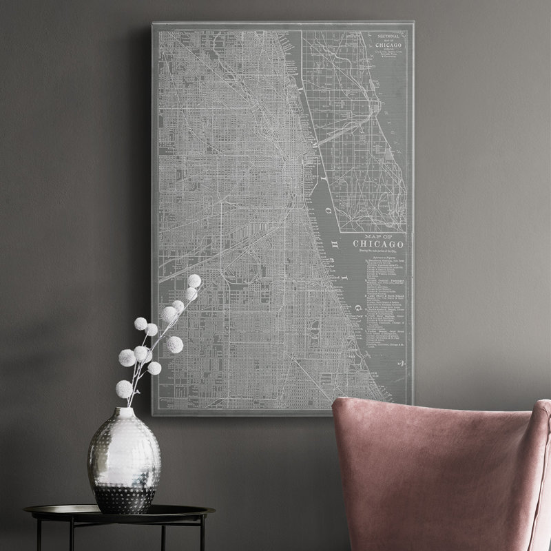 «City Map of Chicago», impression sur toile tendue, L 24 po x H 36 po