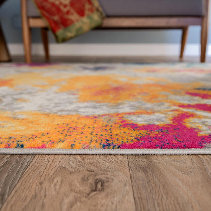Noires Abstract Ivory/Gray/Blue Area Rug, Square 6'6"