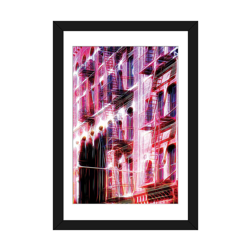 «Red Facade» sur toile, Papier d'art encadré noir, Blanc, H 24 po x l 16 po x P 1 po