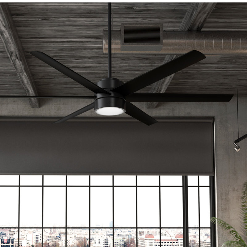 Solaria 72" Matte Black Outdoor Ceiling Fan with LED Light