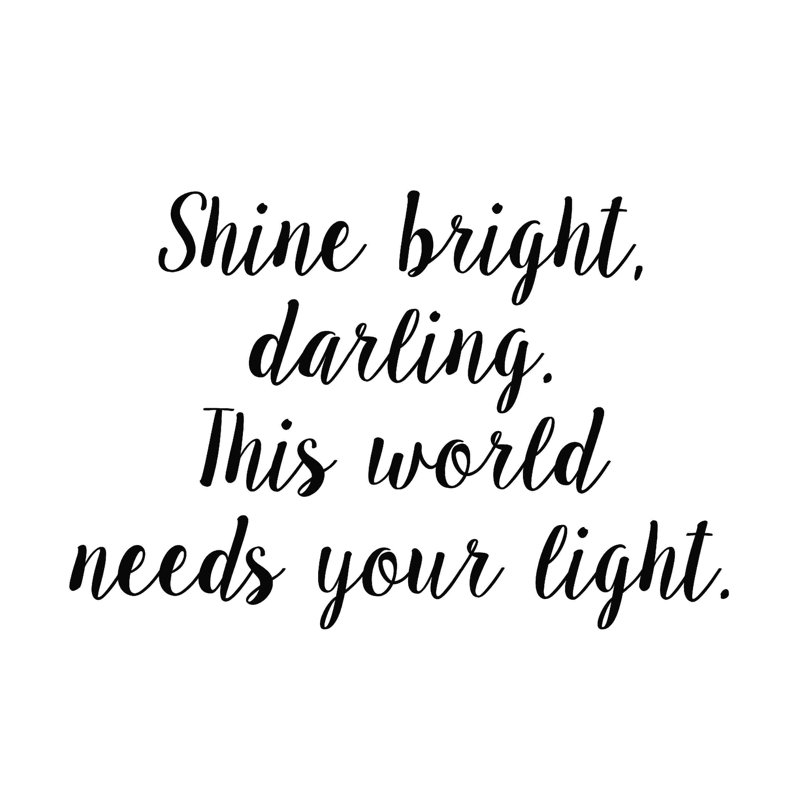 Shine Darling - Art textuel sur toile tendue, H 12 po x l 12 po