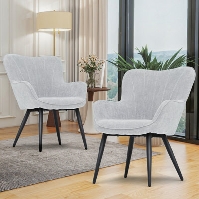 Chaises d'appoint Shape, fauteuils rembourrés en coton et lin avec pieds en métal pour le salon, la chambre à coucher