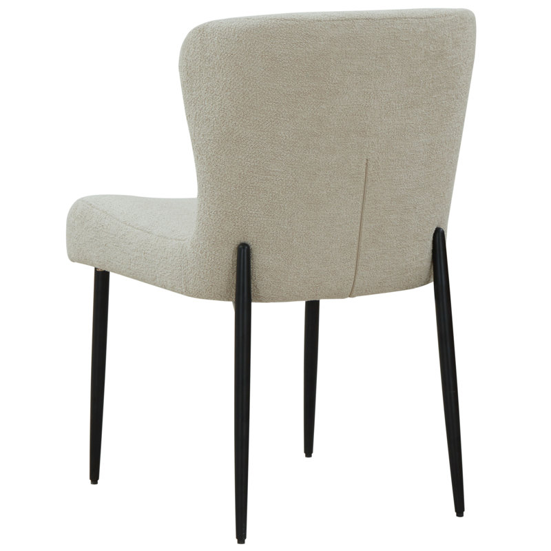 Katlynn Taupe Boucle Upholstered Side Chair with Black Metal Legs