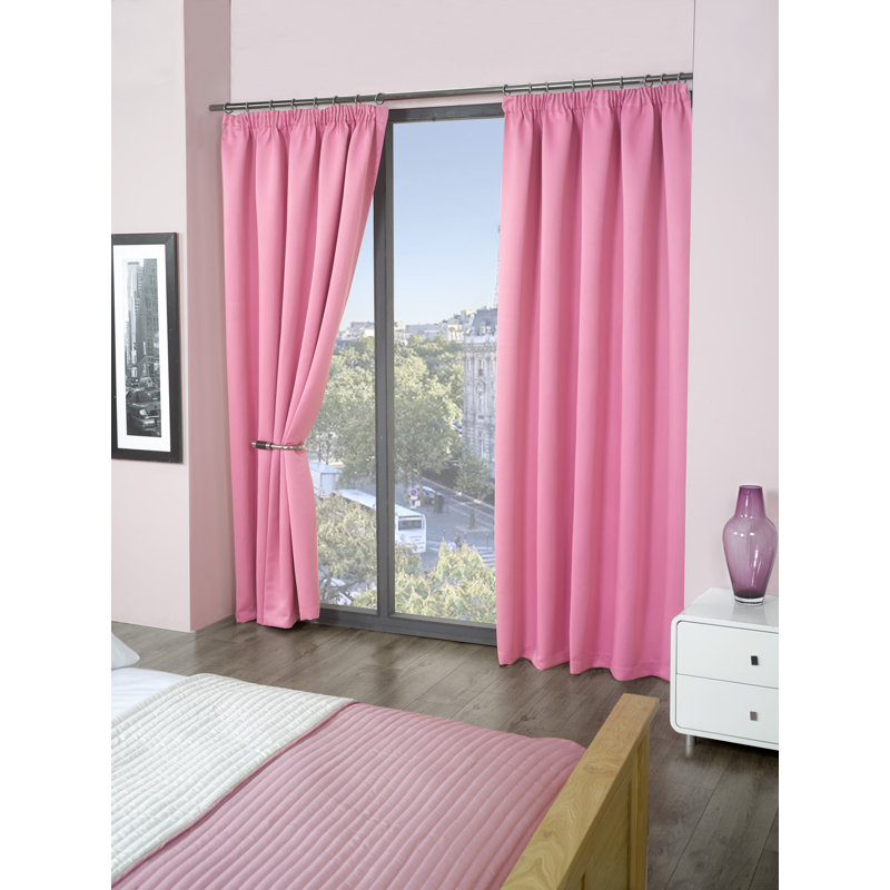 Cozine Blackout Curtain Pair, Pink, 229 W x 137 D cm