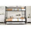 Lit double superposé au-dessus de grand lit double en métal avec lit gigogne simple-140842390