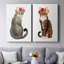 «Flower Crown Cats I» - Toile tendue avec châssis de qualité supérieure - Prêt à être accroché-108965274