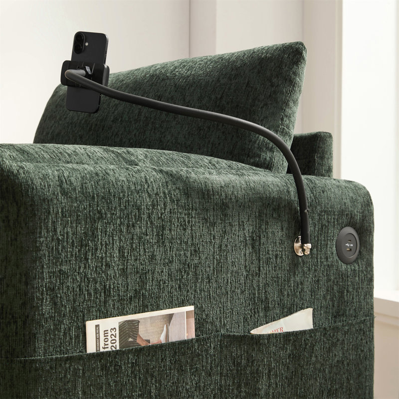 38" Single Sofa With Storage Ottoman, Green