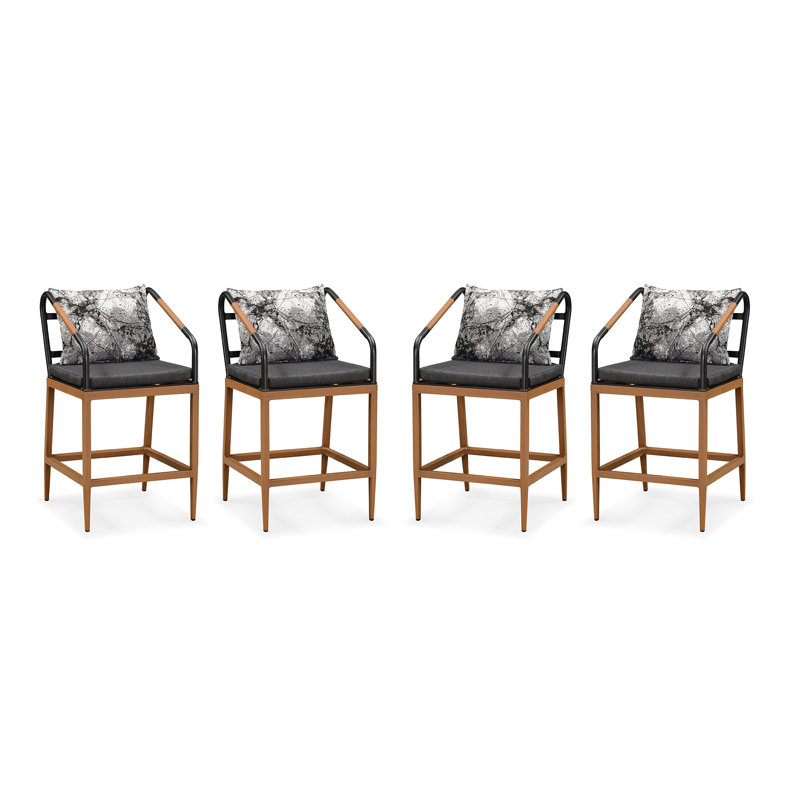 Aluminum Outdoor 24.6'' Counter Stool with Cushion