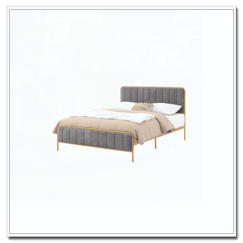 Structure de lit tapissier pour grand lit, Gris