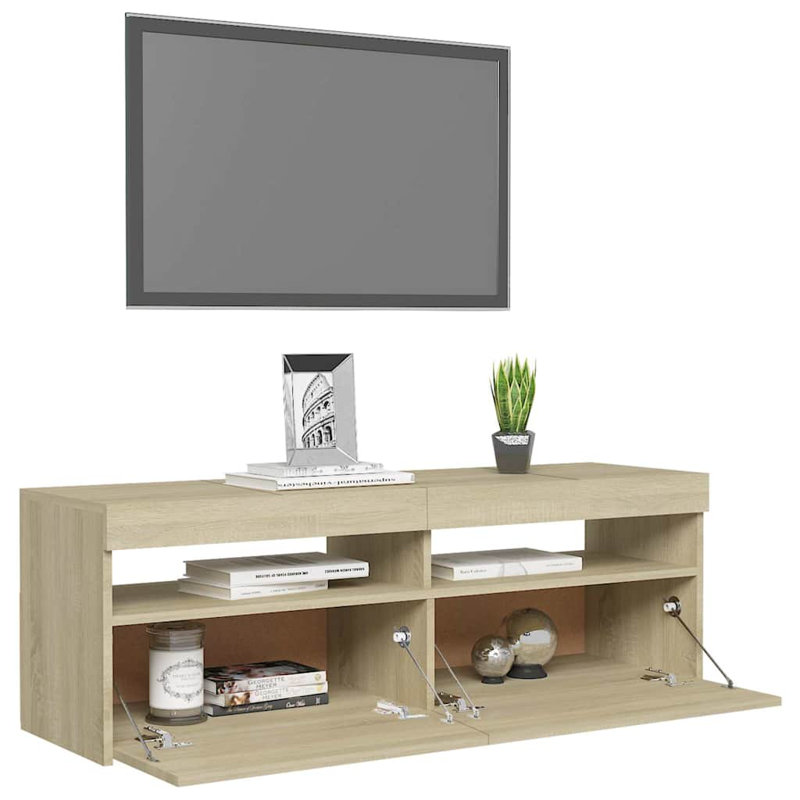 Stankiewicz TV Cabinet with LED Lights 120x35x40 cm, Brown