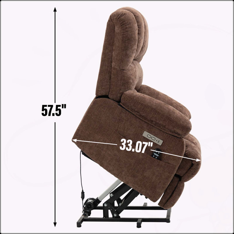 Fauteuil inclinable électrique et confortable avec massage et chaleur, Brun