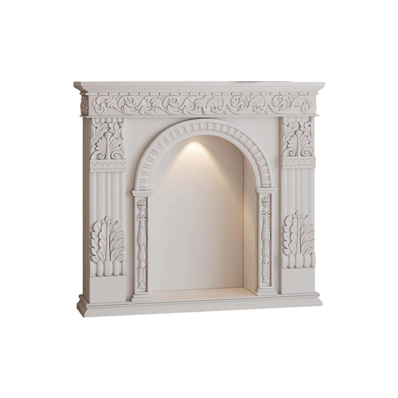 White Manufactured Wood Freestanding Fireplace