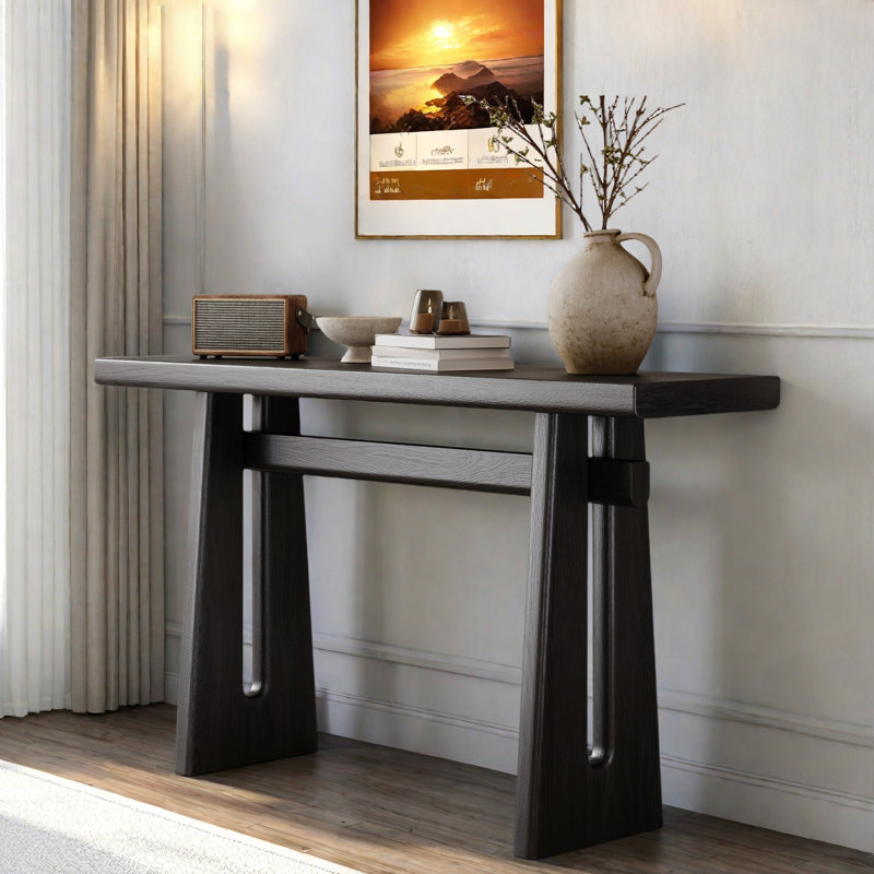 Elegant Console Table With Geometric Silhouette, Black