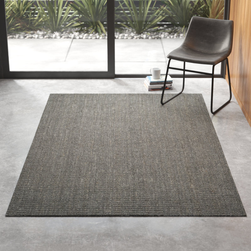 Tapis gris en jute / sisal tissé à plat à la main Alda, Rectangle 11 pi x 15 pi