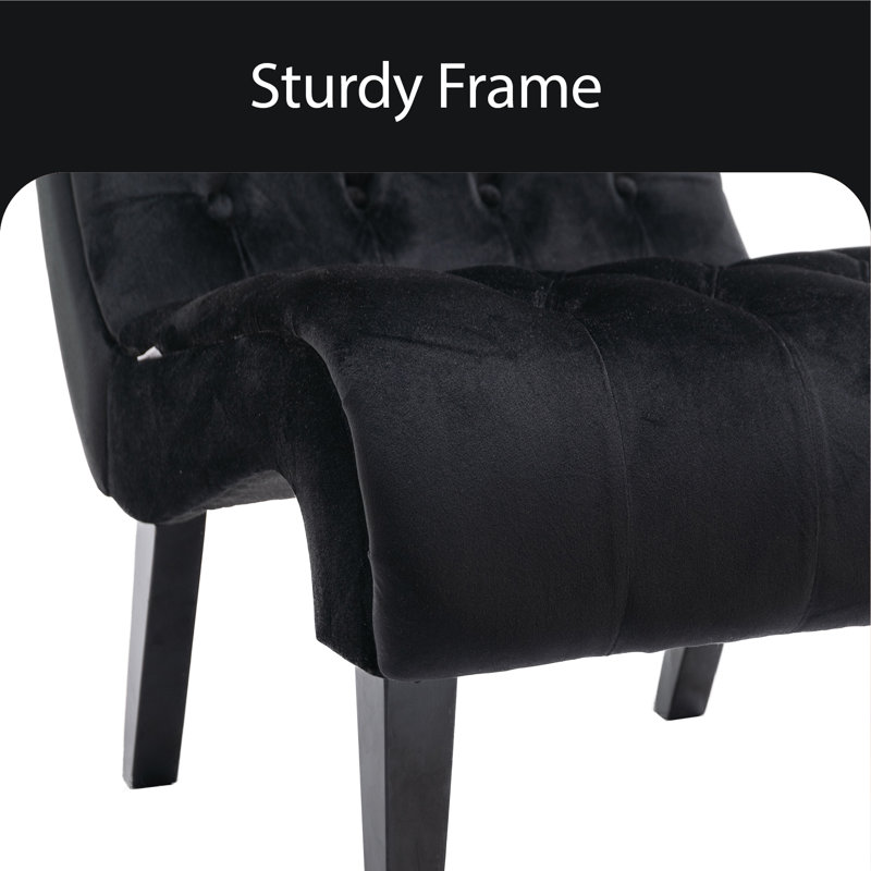Guendalina Velvet Accent Chair, Black Velvet