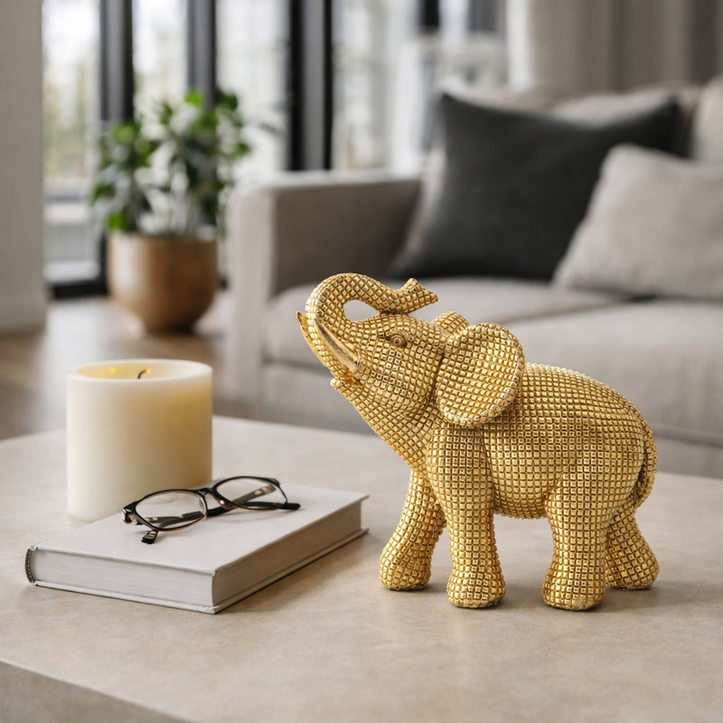 Quamaine Lead Free Resin Elephant Figurine , Gold