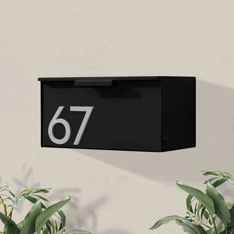 Boîte aux lettres murale Short Stack, Noir, Argent, Oui