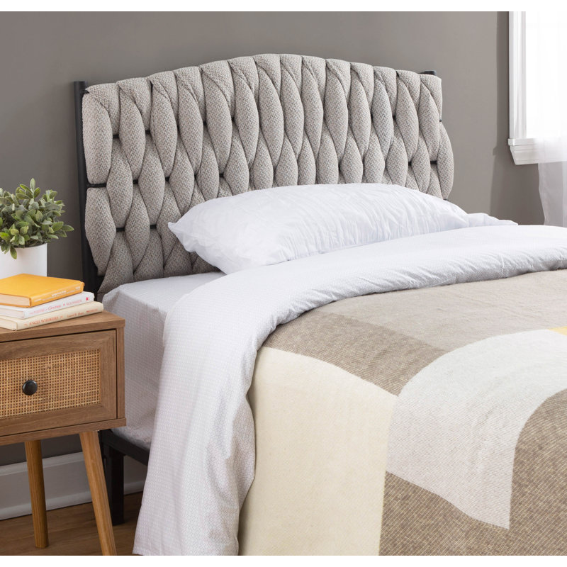 Maddison Twin Upholstered Braided Panel Headboard, Cream