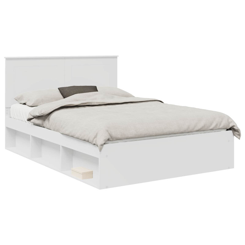 Solid Wood Bed, White, European Kingsize (160 x 200 cm)
