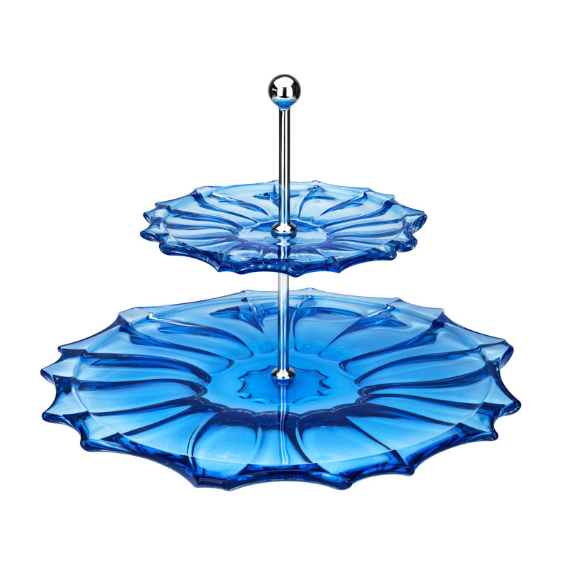 Présentoir à gâteaux à 2 niveaux de 8,5 pouces Plantica rose Armahn Crystal, Bleu