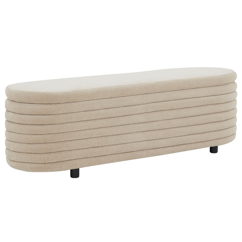 Banc de rangement rembourré Delray, Brun clair bouclé