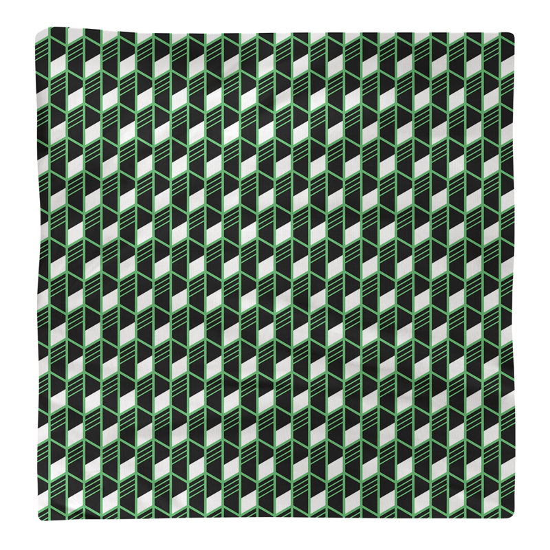 Serviette en coton à rayures géométriques classic, Vert, H 0,1 po x l 22 po x P 22 po, Sergé de coton